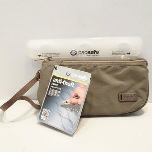 Pacsafe Citysafe 75 GII Anti-theft Taupe Nylon Travel Wristlet Small Purse NWT